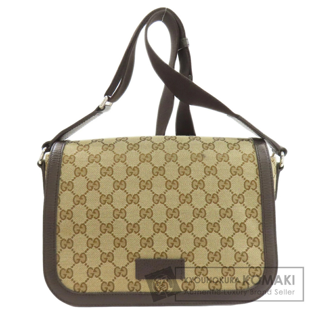 Gucci GG Canvas Flap Messenger Bag Brown